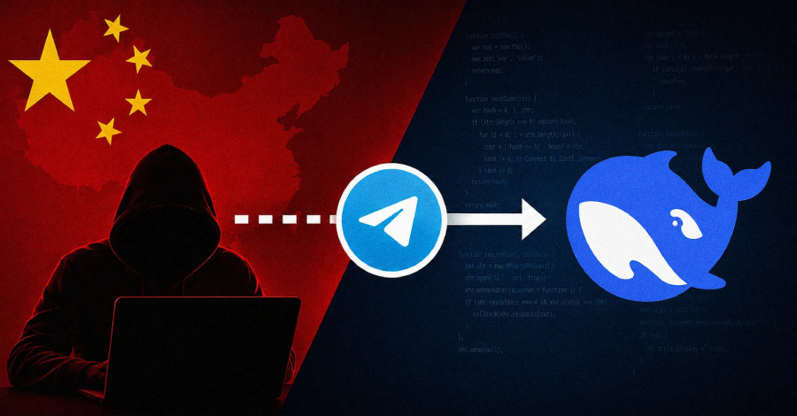 DeepSeek 与 Telegram 结合的自主攻击示意图